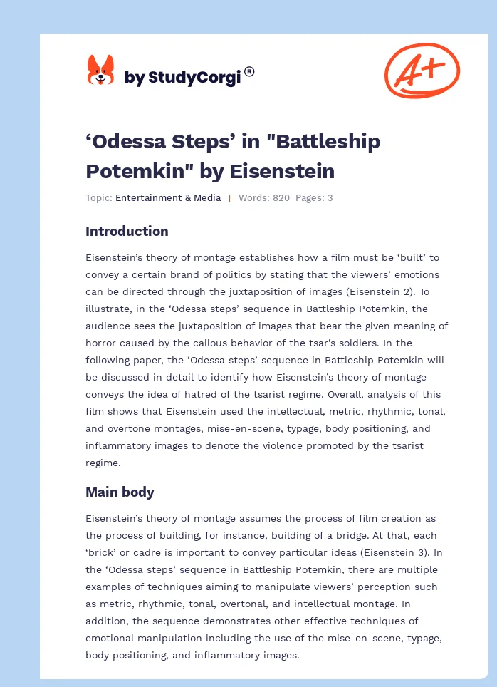 ‘Odessa Steps’ in "Battleship Potemkin" by Eisenstein. Page 1