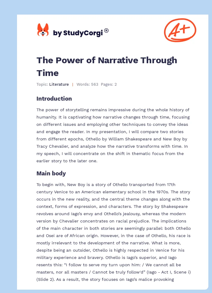 The Power of Narrative Through Time. Page 1