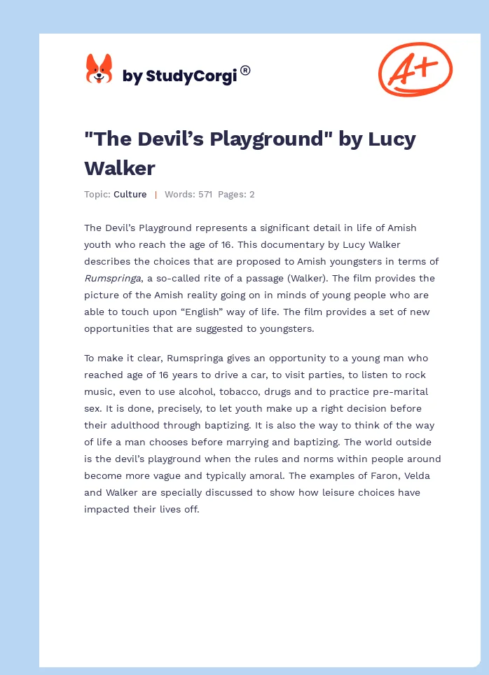 "The Devil’s Playground" by Lucy Walker. Page 1