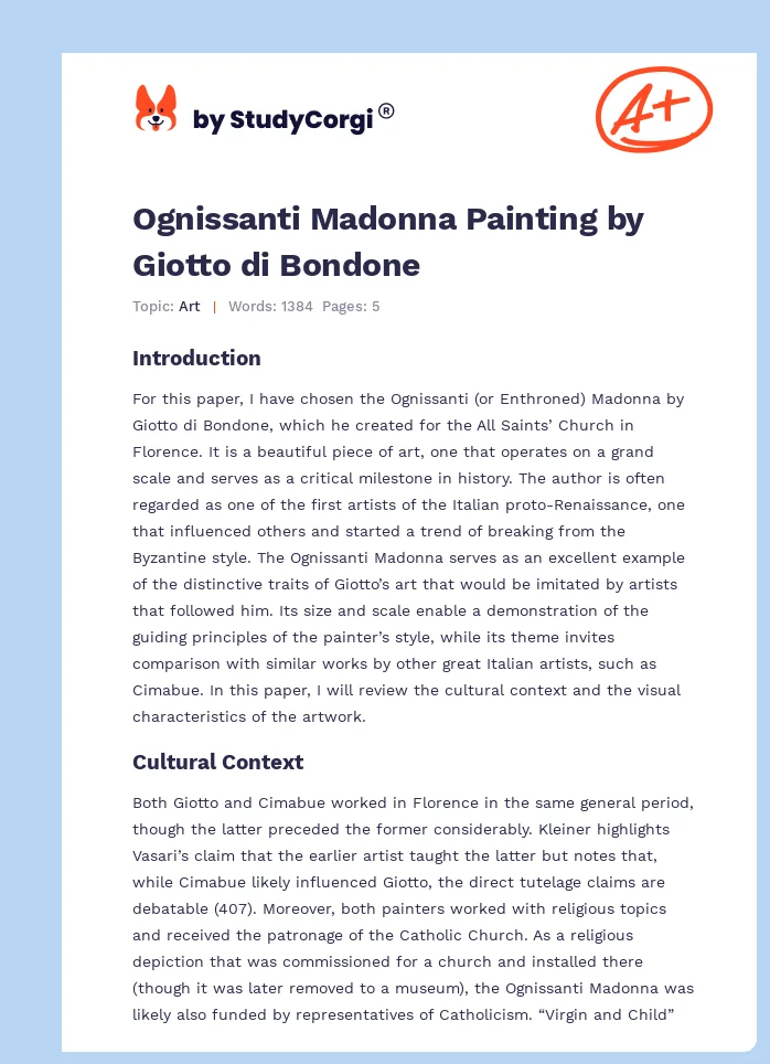 Ognissanti Madonna Painting by Giotto di Bondone. Page 1