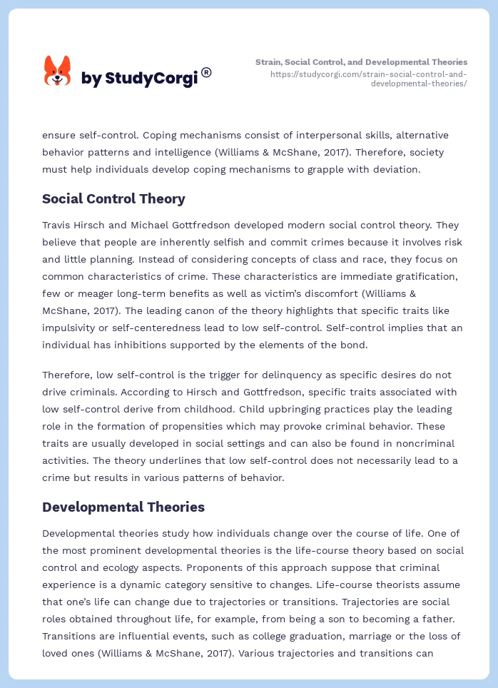 Strain, Social Control, and Developmental Theories. Page 2