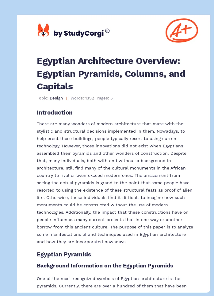 Egyptian Architecture Overview: Egyptian Pyramids, Columns, and Capitals. Page 1