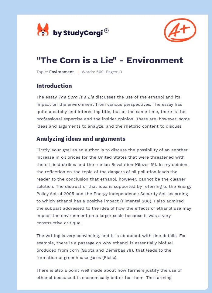 "The Corn is a Lie" - Environment. Page 1