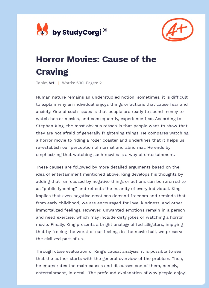Horror Movies: Cause of the Craving. Page 1