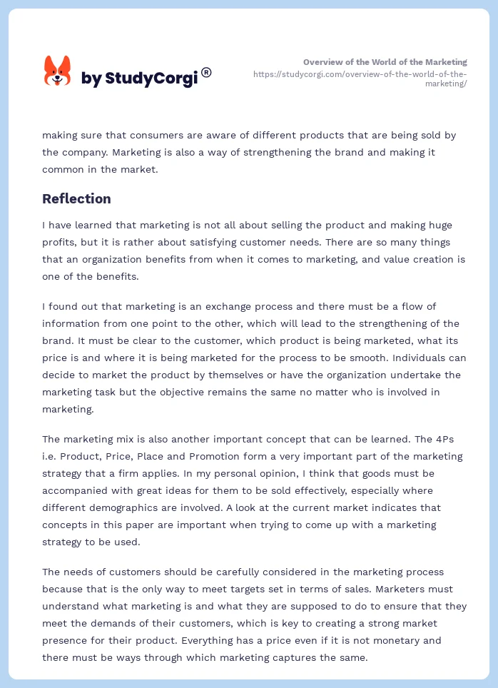 Overview of the World of the Marketing. Page 2