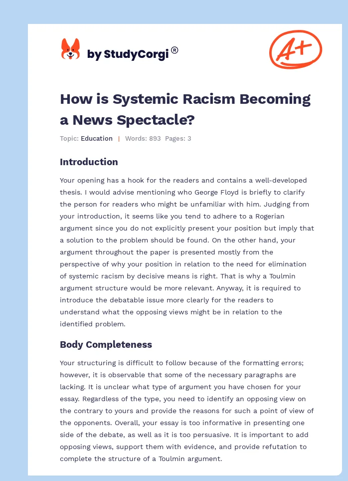How is Systemic Racism Becoming a News Spectacle?. Page 1
