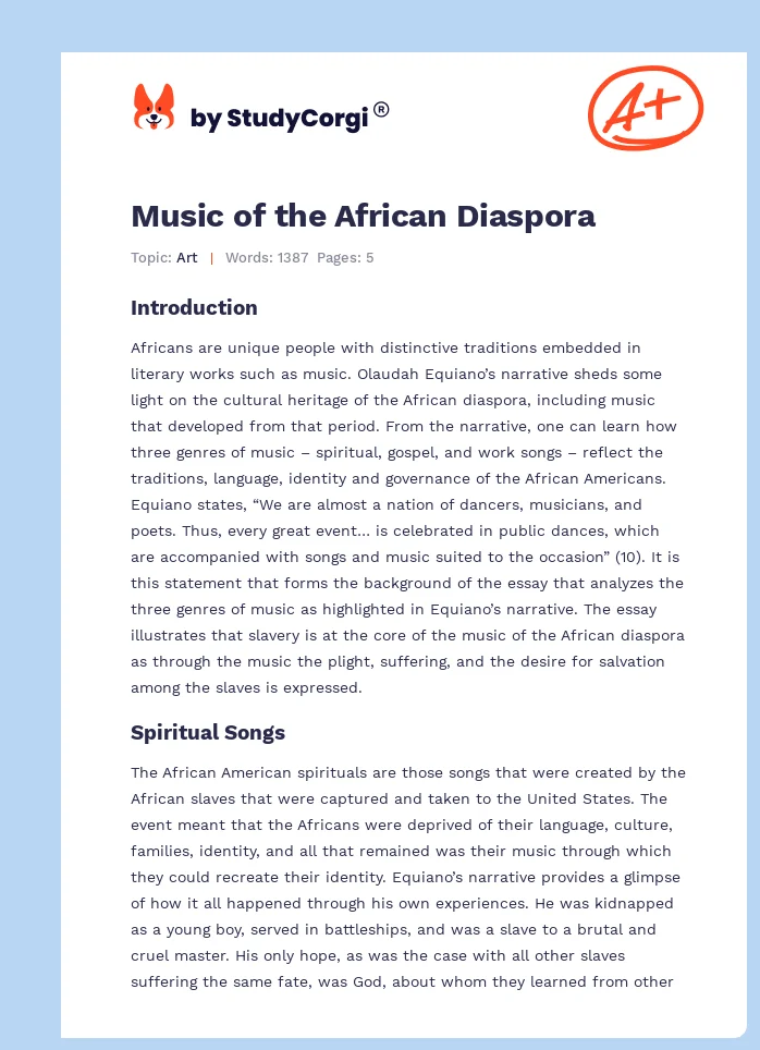 Music of the African Diaspora. Page 1
