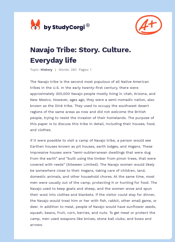 Navajo Tribe: Story. Culture. Everyday life. Page 1