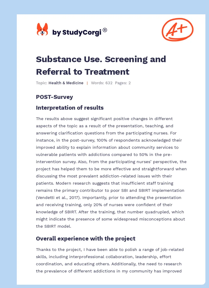 Substance Use. Screening and Referral to Treatment. Page 1