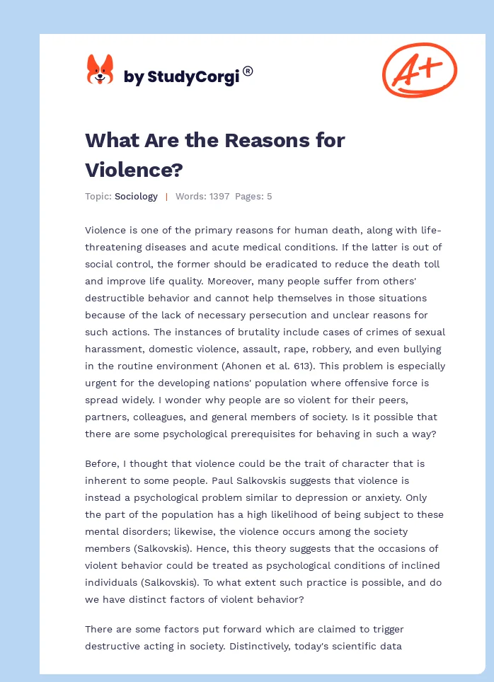 What Are the Reasons for Violence?. Page 1