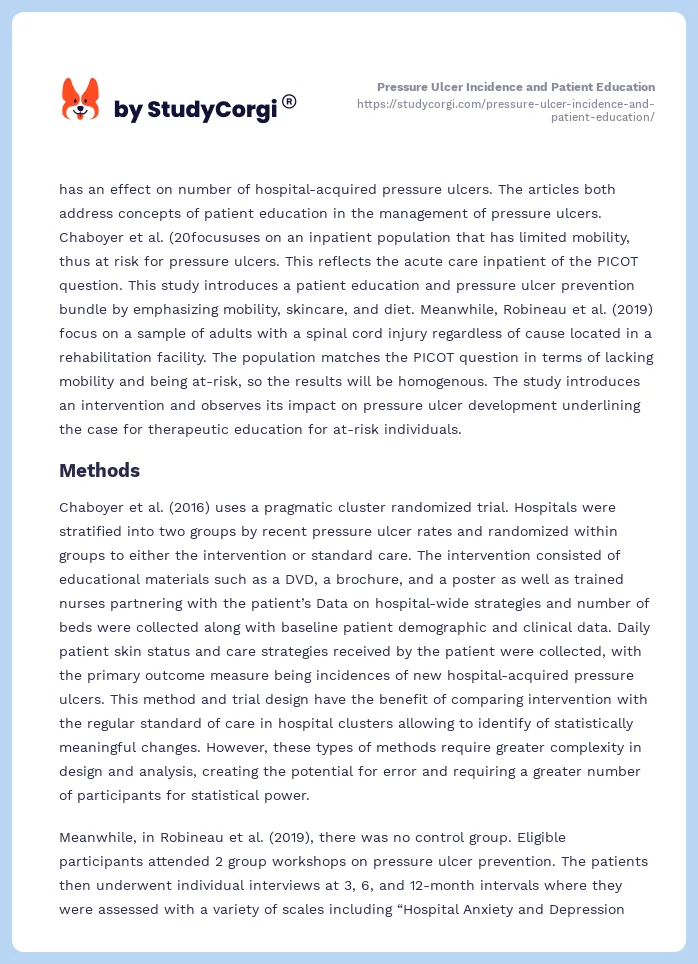 Pressure Ulcer Incidence and Patient Education. Page 2