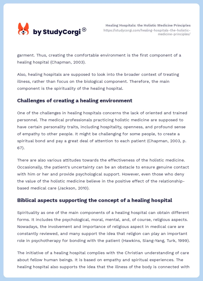 Healing Hospitals: the Holistic Medicine Principles. Page 2