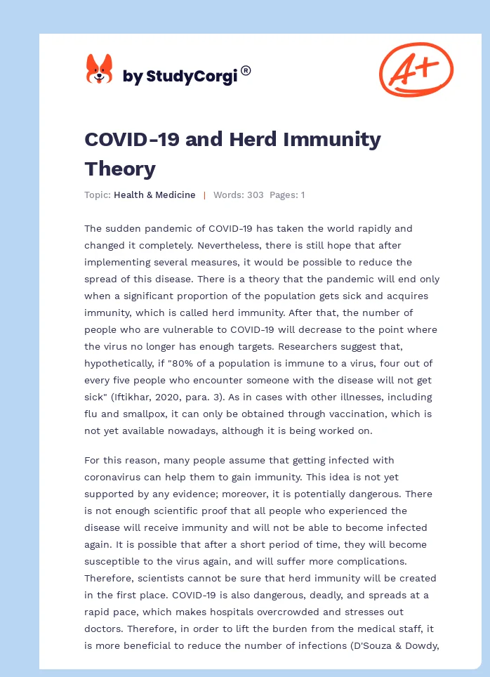 COVID-19 and Herd Immunity Theory. Page 1