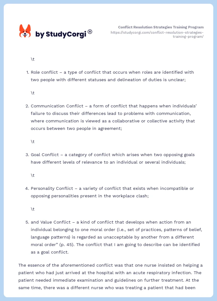 Conflict Resolution Strategies Training Program. Page 2