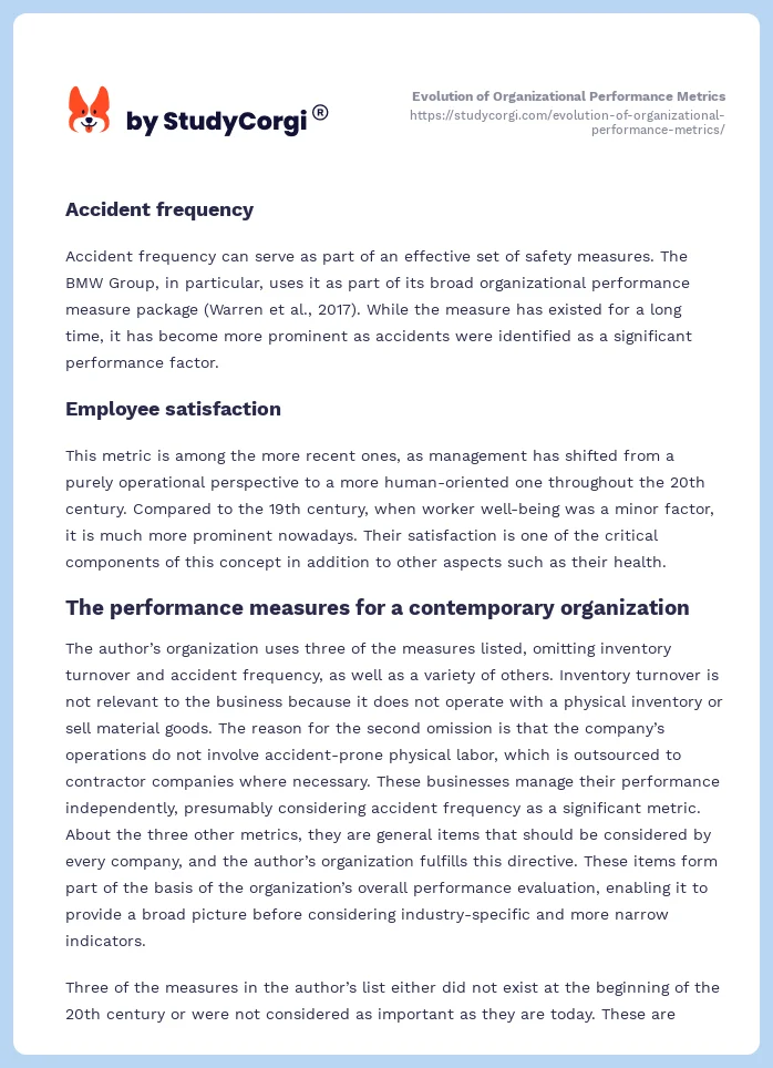 Evolution of Organizational Performance Metrics. Page 2