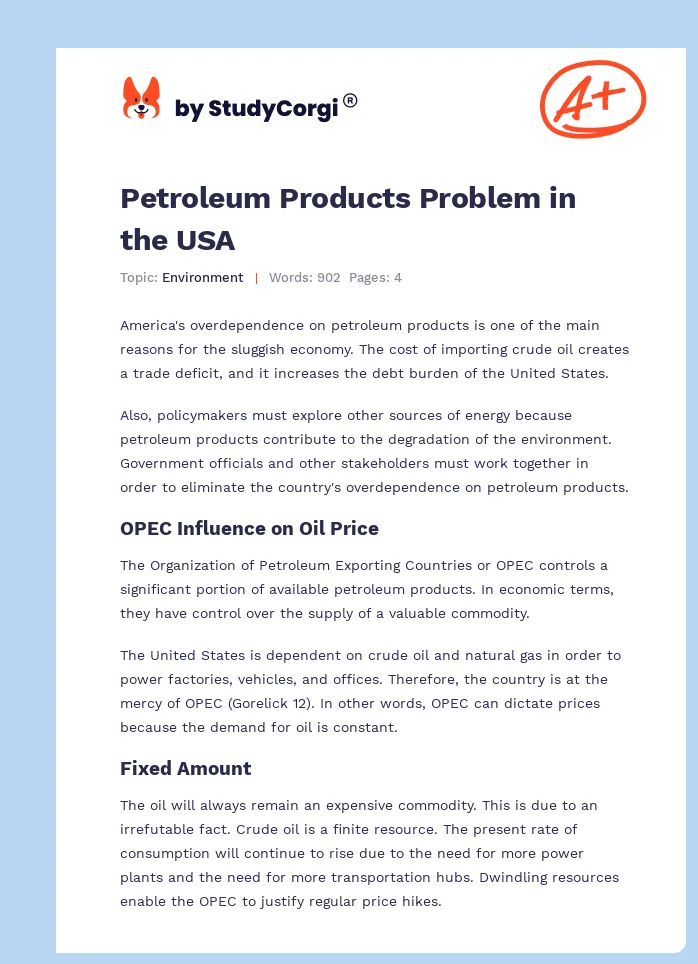 Petroleum Products Problem in the USA. Page 1