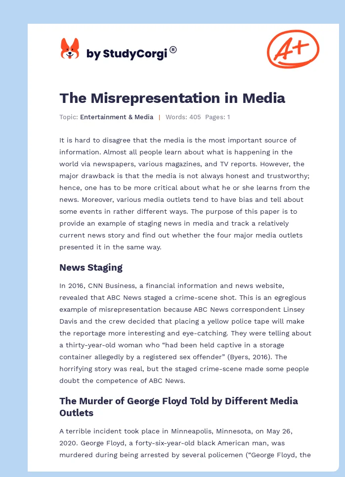 The Misrepresentation in Media. Page 1