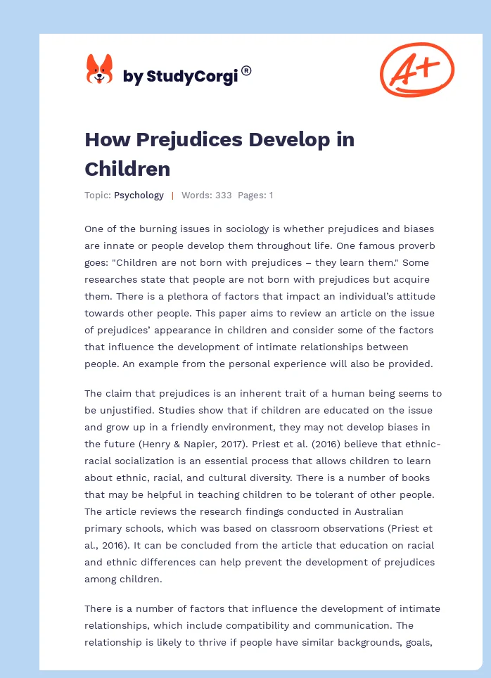 How Prejudices Develop in Children. Page 1