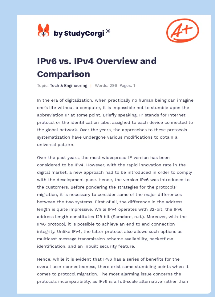 IPv6 vs. IPv4 Overview and Comparison. Page 1