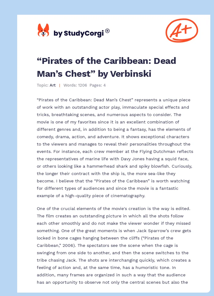 “Pirates of the Caribbean: Dead Man’s Chest” by Verbinski. Page 1