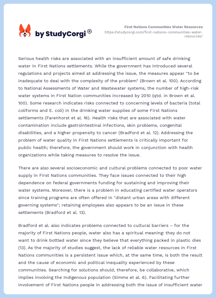 First Nations Communities Water Resources. Page 2