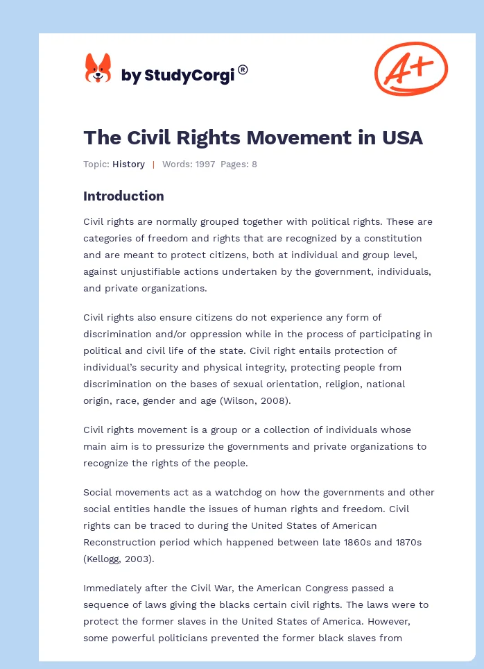 The Civil Rights Movement in USA. Page 1