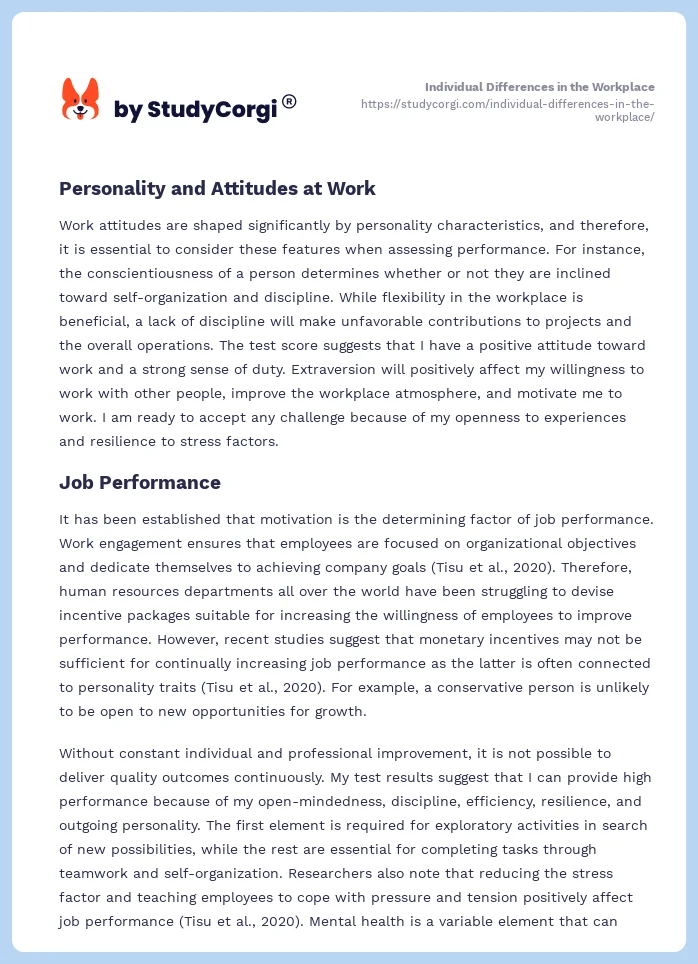 Individual Differences in the Workplace. Page 2