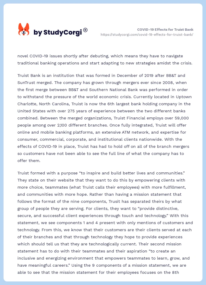 COVID-19 Effects for Truist Bank. Page 2