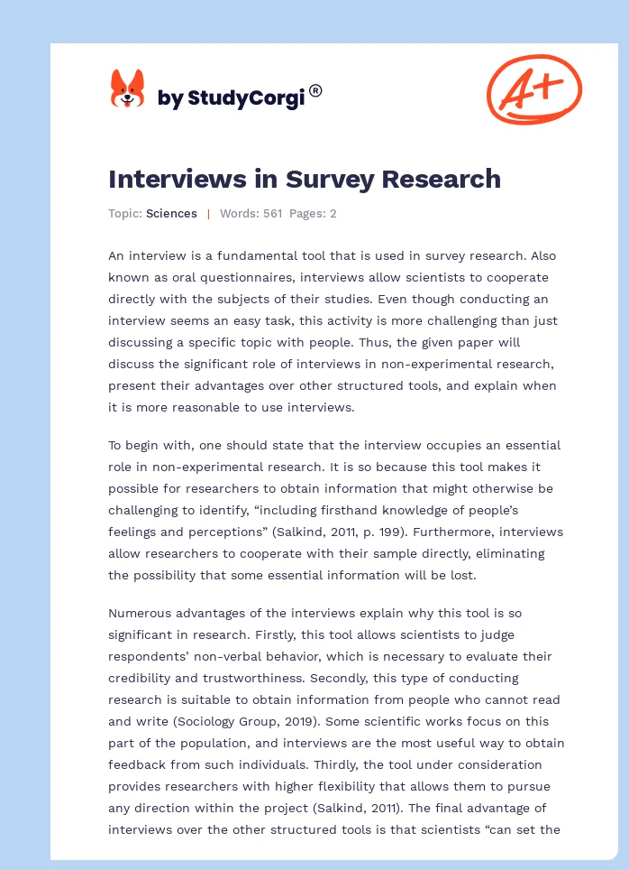 Interviews in Survey Research. Page 1
