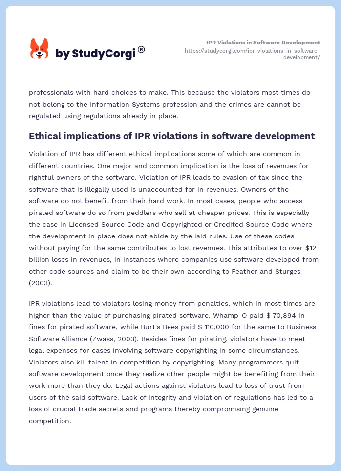 IPR Violations in Software Development. Page 2