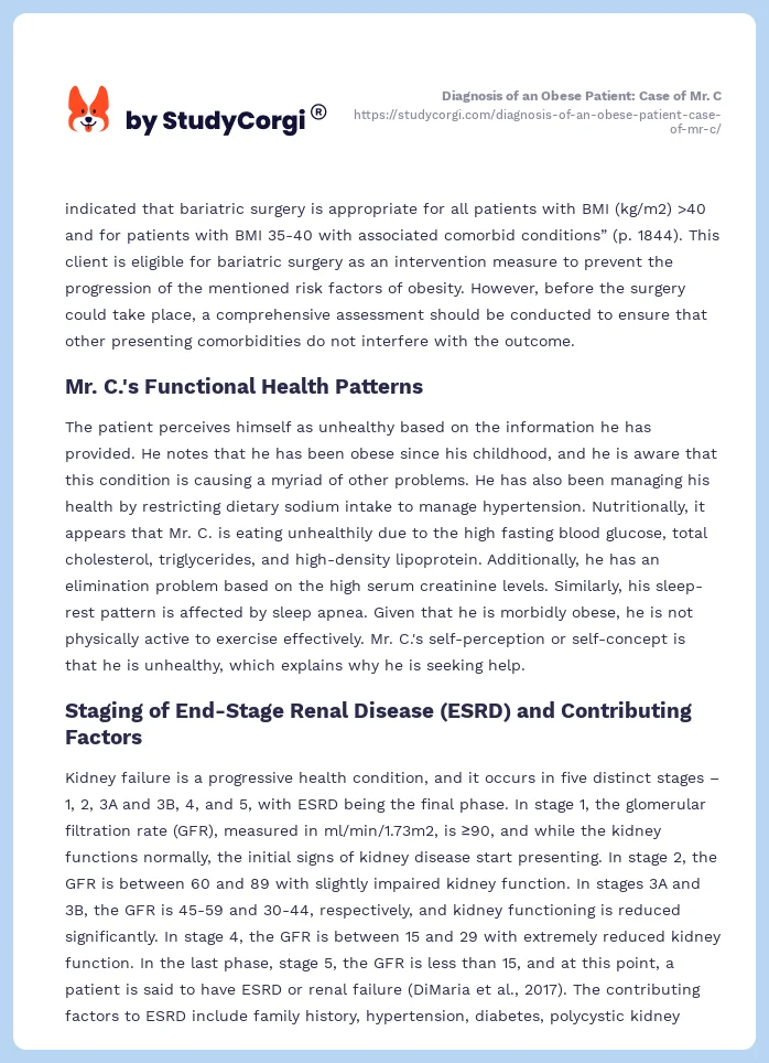 Diagnosis of an Obese Patient: Case of Mr. C. Page 2