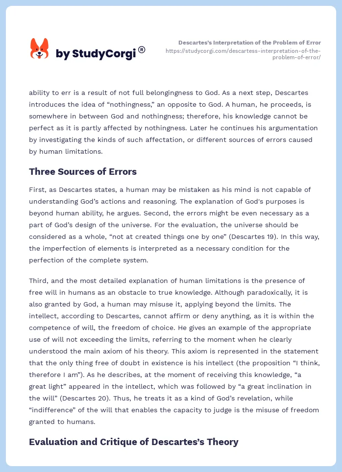 Descartes’s Interpretation of the Problem of Error. Page 2