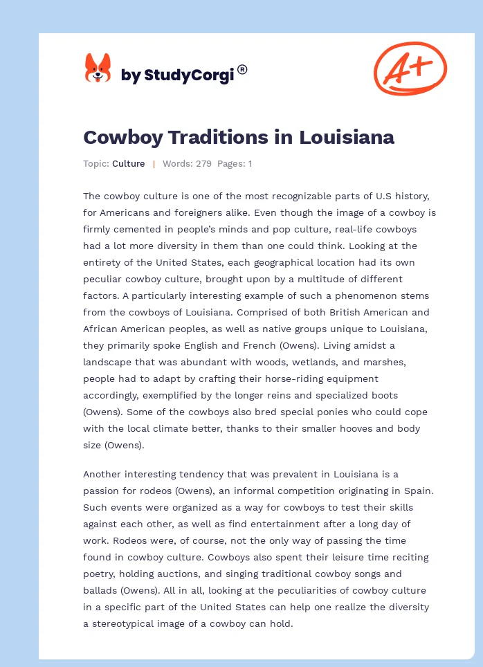 Cowboy Traditions in Louisiana. Page 1
