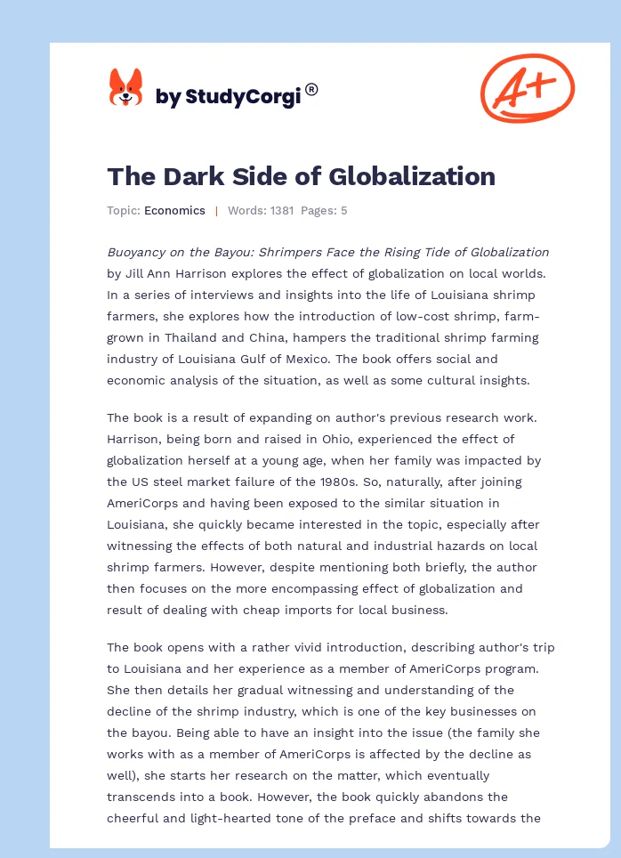 The Dark Side of Globalization. Page 1