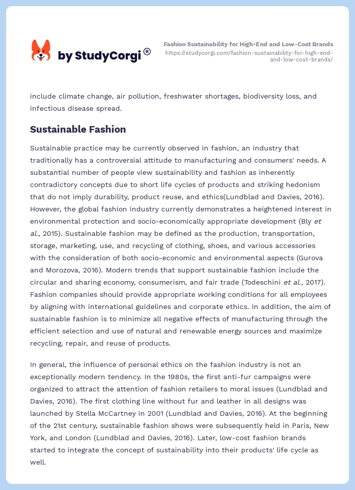 Fashion Sustainability for High-End and Low-Cost Brands. Page 2
