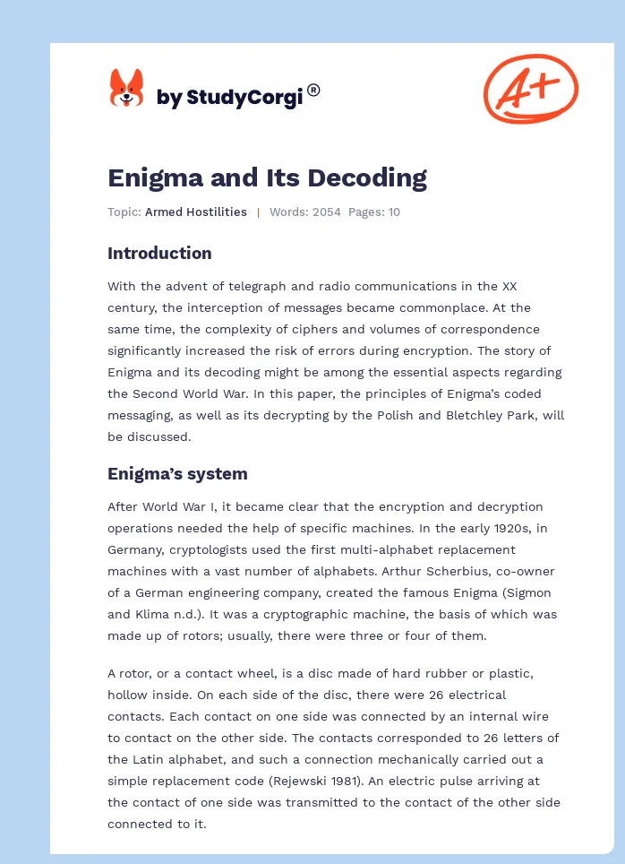 Enigma and Its Decoding. Page 1