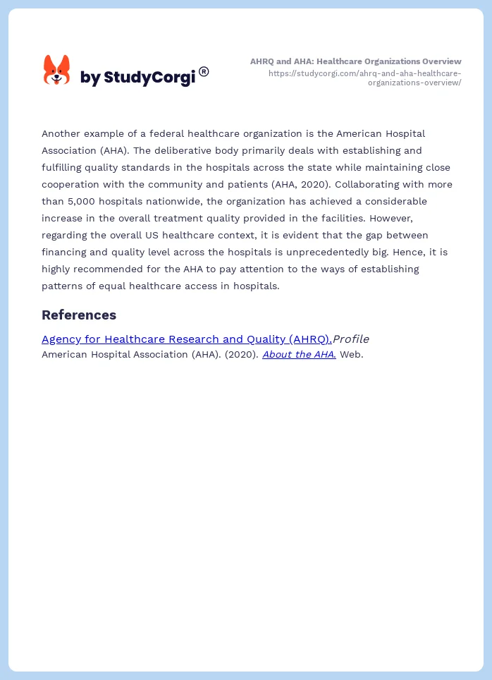 AHRQ and AHA: Healthcare Organizations Overview. Page 2