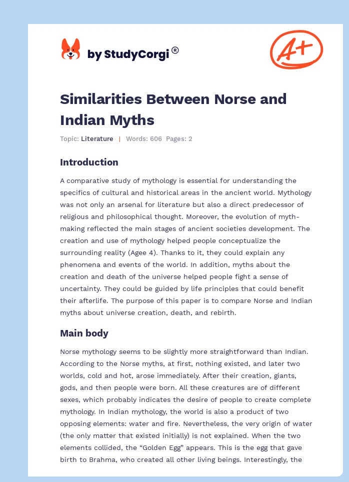 Similarities Between Norse and Indian Myths. Page 1