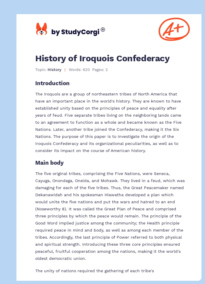 History of Iroquois Confederacy. Page 1
