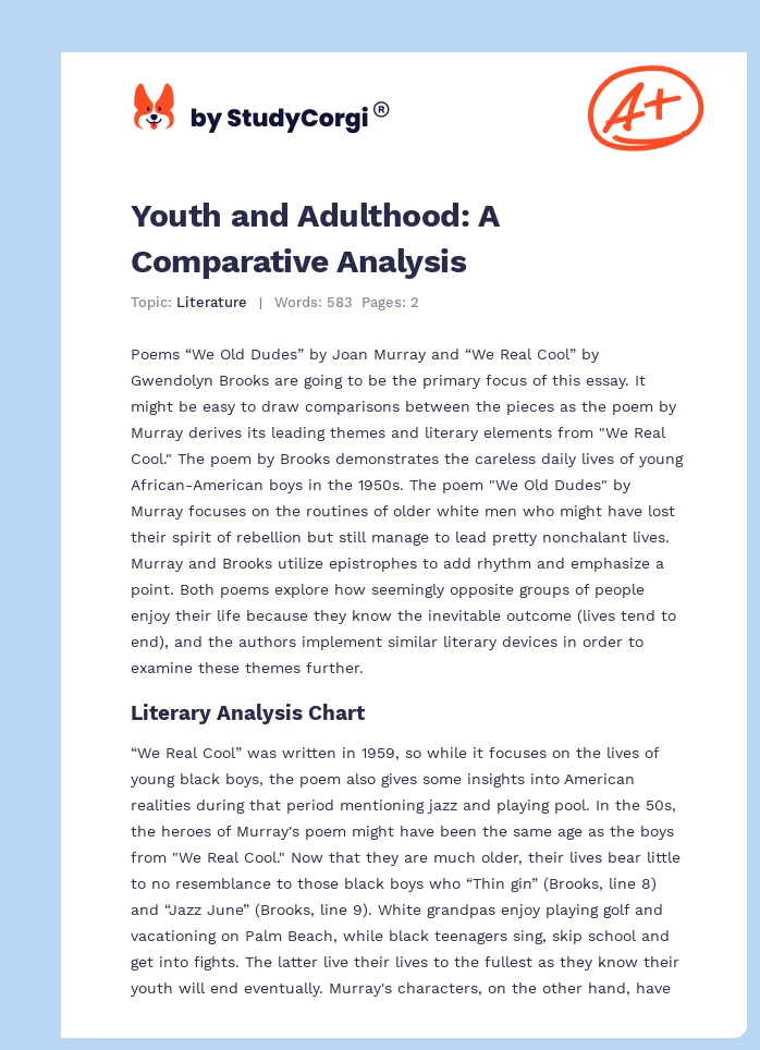 Youth and Adulthood: A Comparative Analysis. Page 1