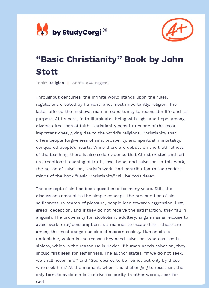 “Basic Christianity” Book by John Stott. Page 1