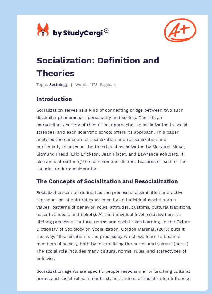 Socialization: Definition and Theories. Page 1