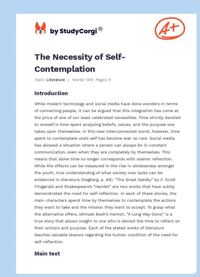The Necessity of Self-Contemplation. Page 1