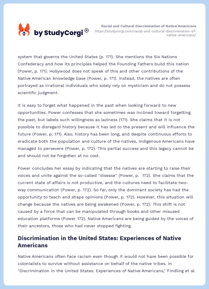 Racial and Cultural Discrimination of Native Americans. Page 2