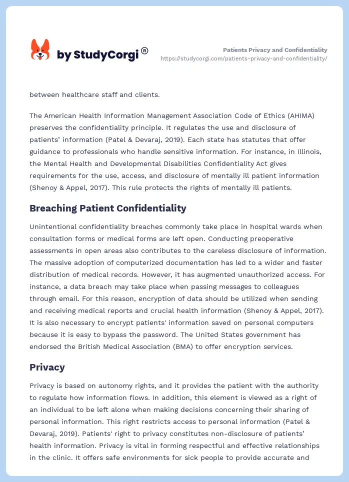 Patients Privacy and Confidentiality. Page 2