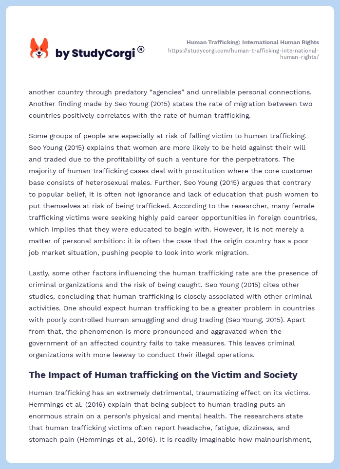 Human Trafficking: International Human Rights. Page 2