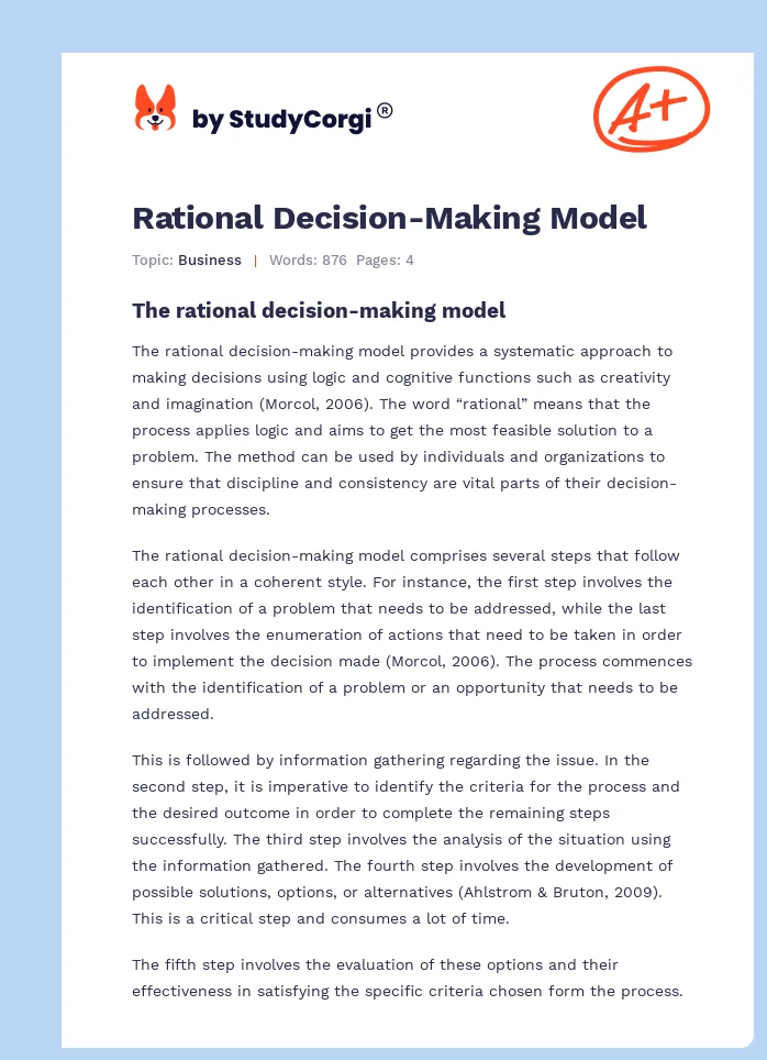Rational Decision-Making Model. Page 1