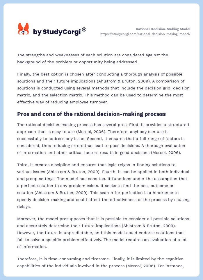 Rational Decision-Making Model. Page 2