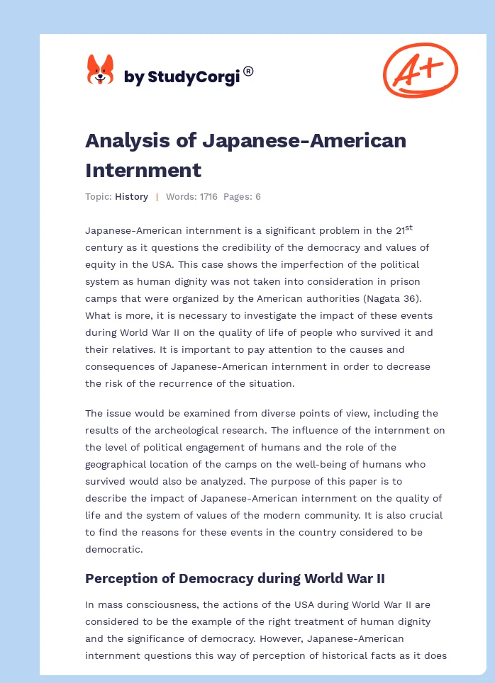 Analysis of Japanese-American Internment. Page 1