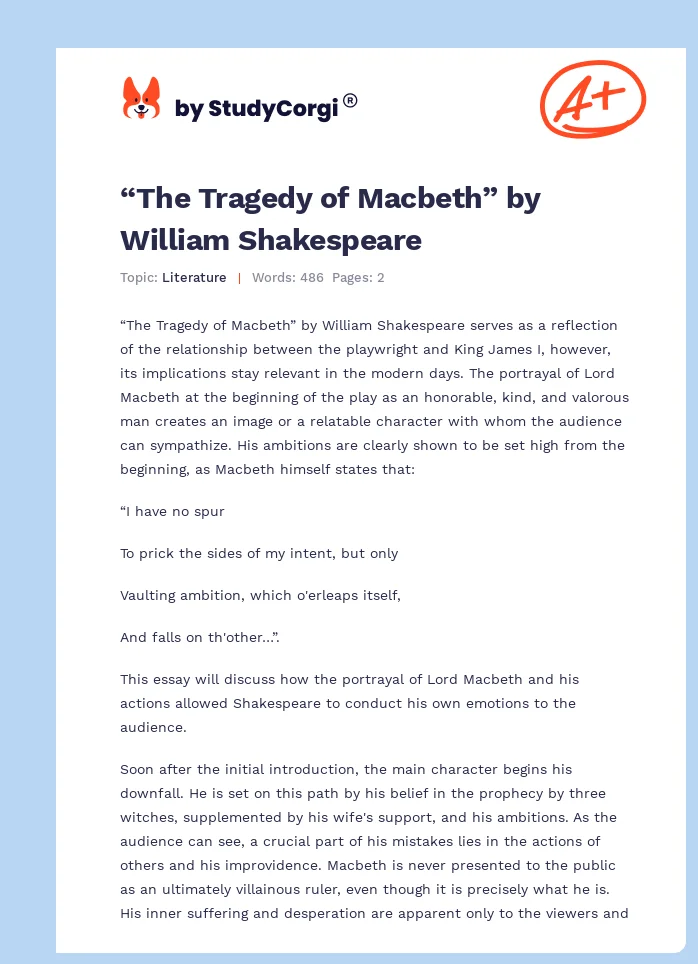 “The Tragedy of Macbeth” by William Shakespeare. Page 1